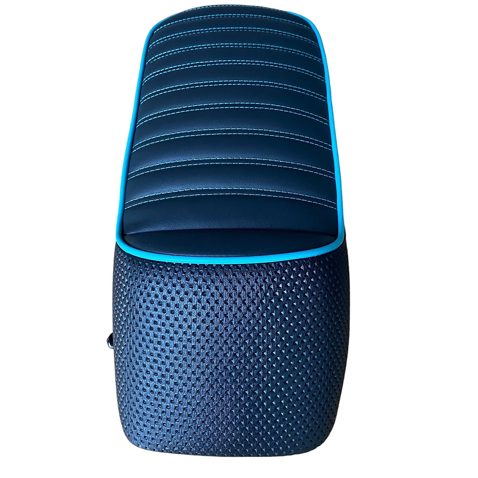 Thumbnail: Scoots and Soul Solo Hinged Lambretta Seat - Turquoise Piping