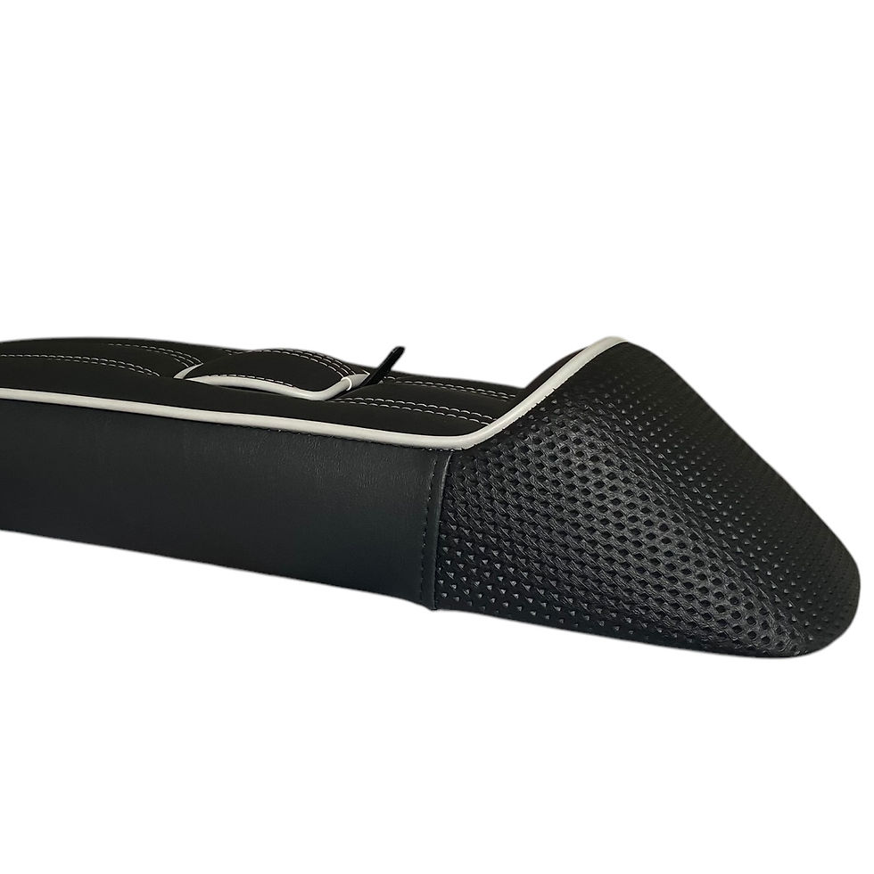 Thumbnail: Black Solo Lambretta Seat - Grey Piping- Box Edge
