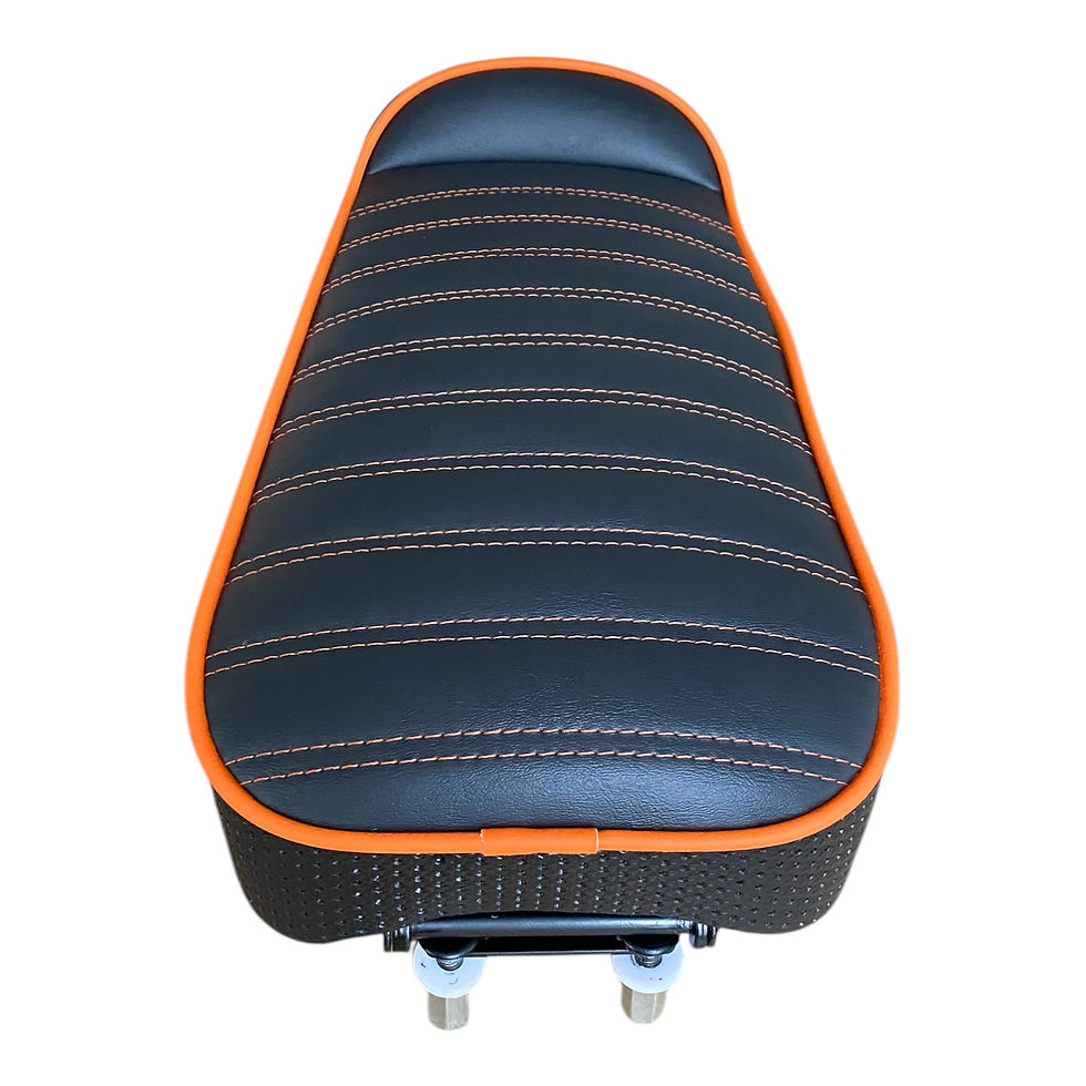 Thumbnail: Black Solo Hinged Lambretta Seat - Orange Piping