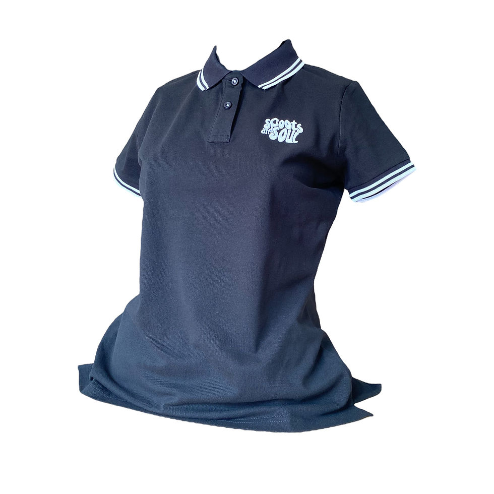 Thumbnail: Scoots and Soul® Classic Fit Polo – Black with White Embroidered Logo