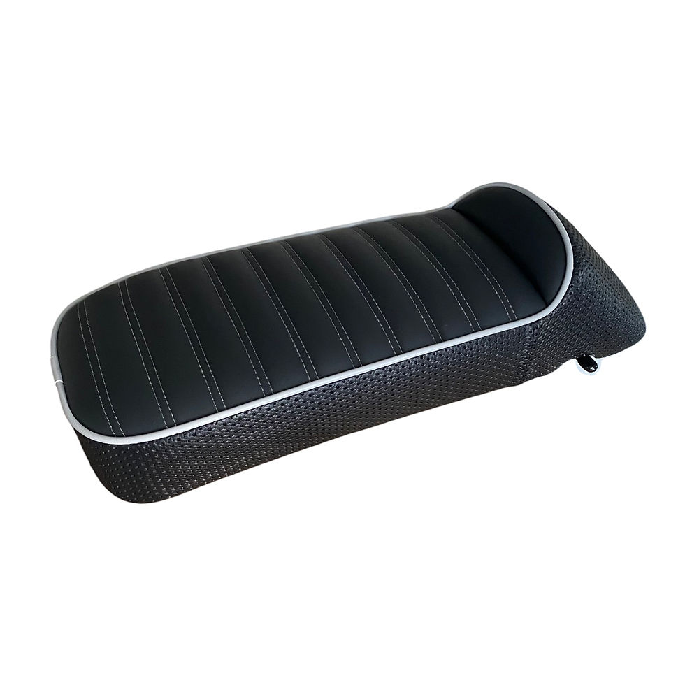 Thumbnail: Black Solo Hinged Lambretta Seat - Grey Piping