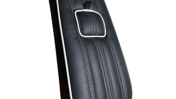 Black Solo Lambretta Seat - Grey Piping- Box Edge