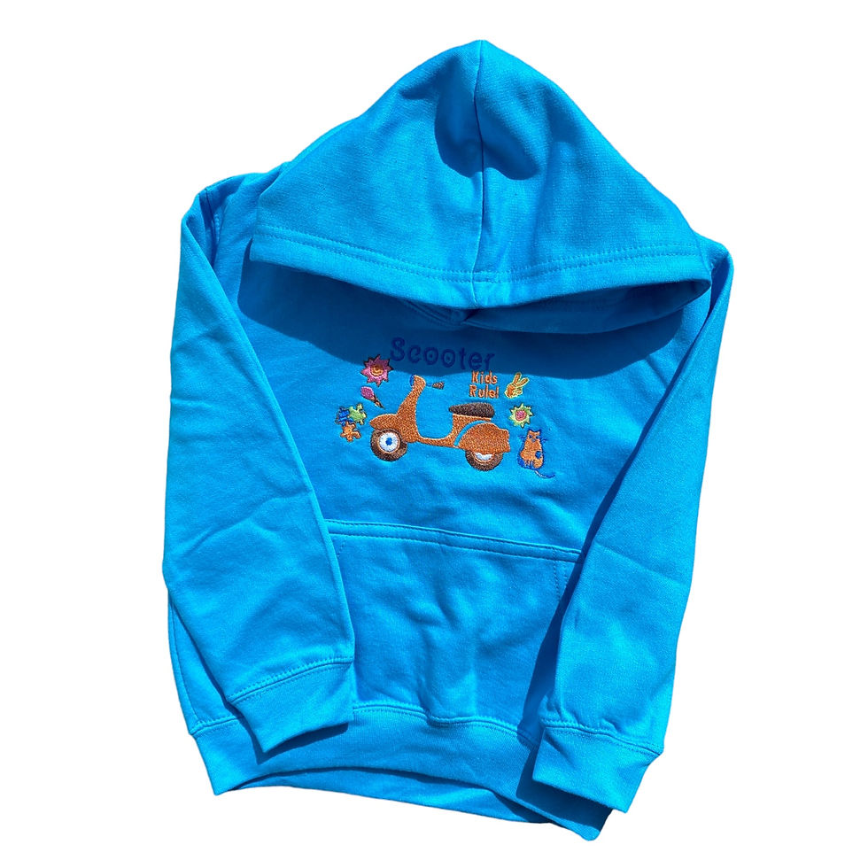 Thumbnail: Scooter Kids Rule Embroidered Turquoise Hoodie 