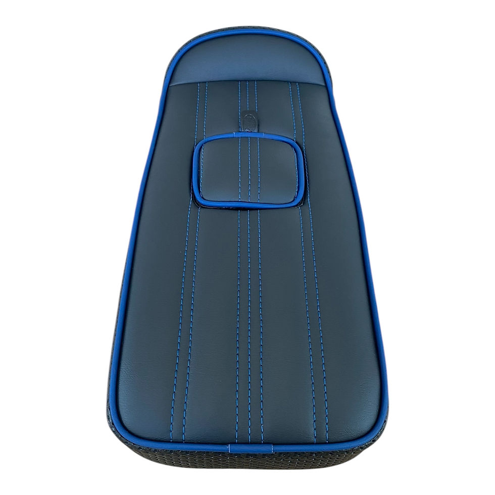 Thumbnail: Black Solo Lambretta Seat - Navy Piping - Box Edge