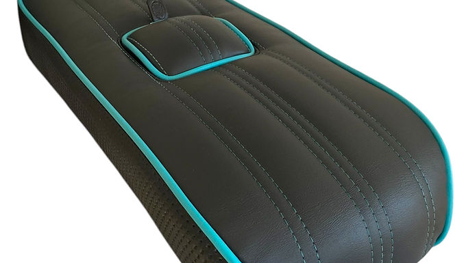 Full Back Dual Lambretta Seat - Turquoise Piping