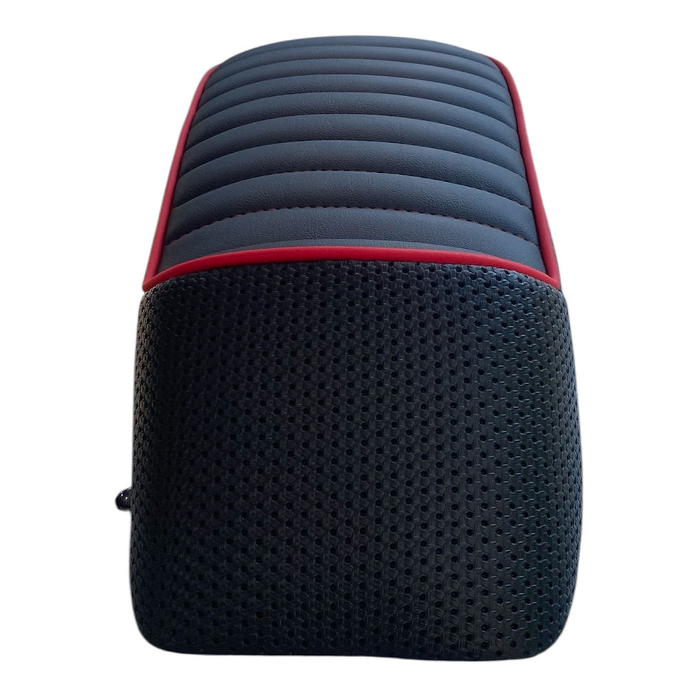 Thumbnail: Black Solo Hinged Lambretta Seat - Red Piping