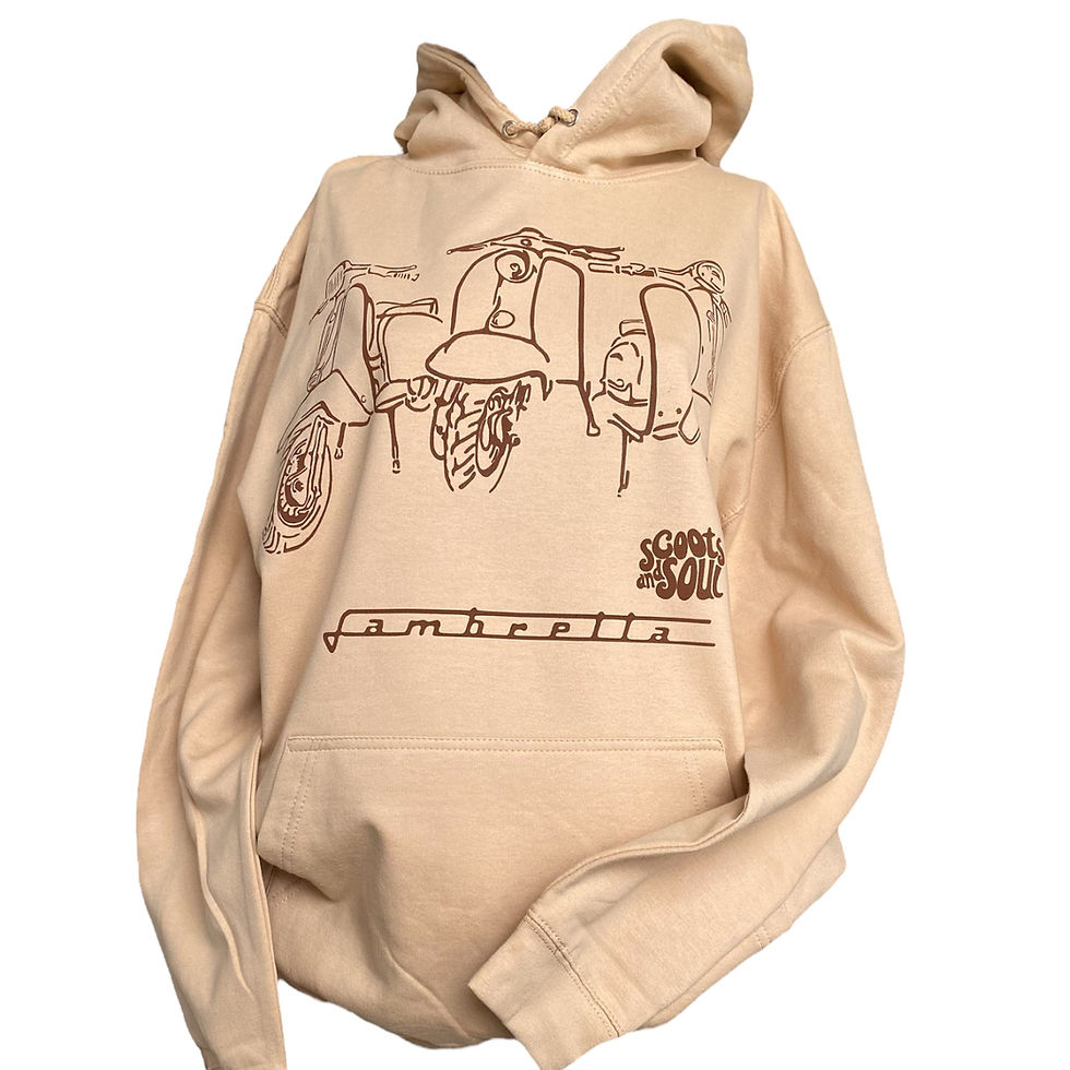 Thumbnail: Scoots and Soul Lambretta Three Scooters Hoodie - Nude