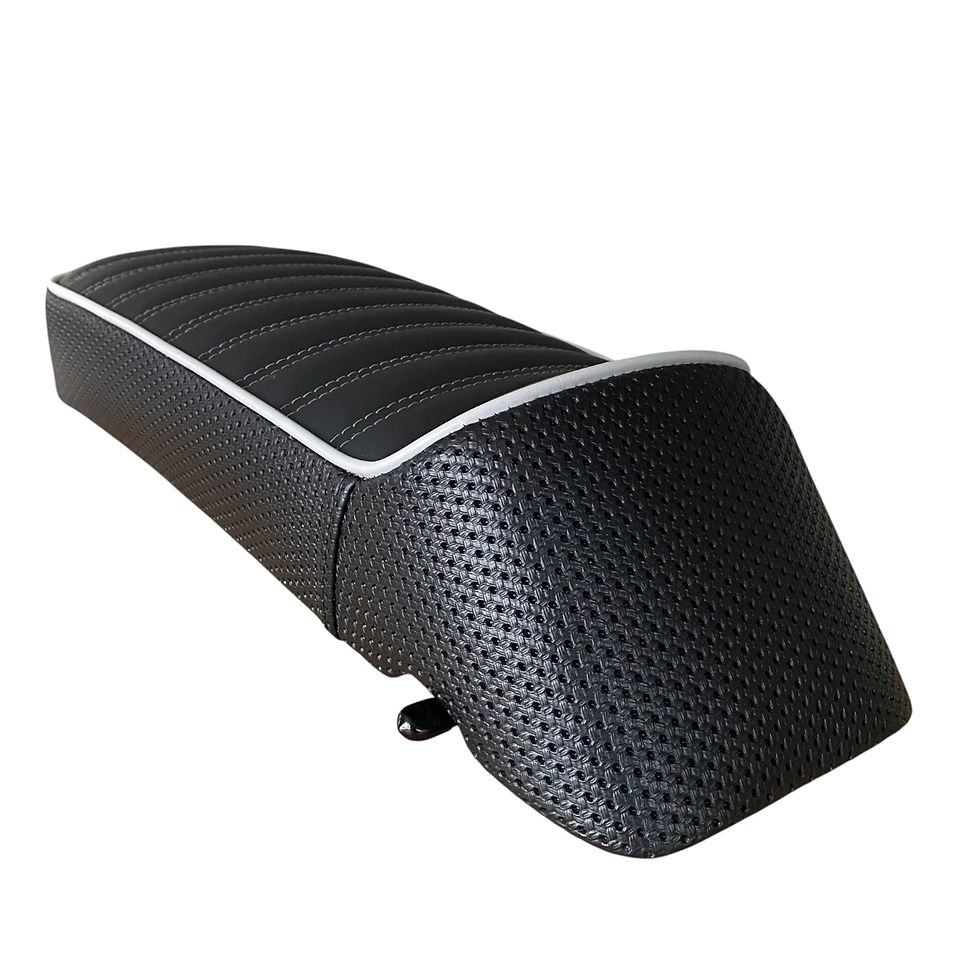 Thumbnail: Black Solo Hinged Lambretta Seat - Grey Piping