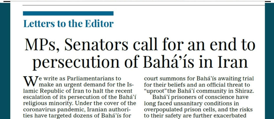 Canadian Parliamentarians address open letter calling for Iran to halt persecution of Baha’is