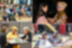 4 images are shown of various people of different ages doing activities together
