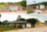 three images of the construction of the covered outdoor gathering area