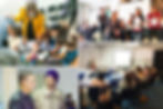4 images are shown of various activities and group projects