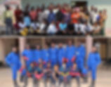 two images are shown of various young people posing for a group photo