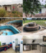 4 images of a building, the images on the left being old and grotty buildings, and the images on the right being the new and updated ones