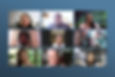 9 people are shown, they appear to be in a zoom call, and all of them are smiling
