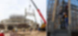 two images are shown of people adding steel to the structure