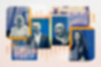4 images of different people on a collage background