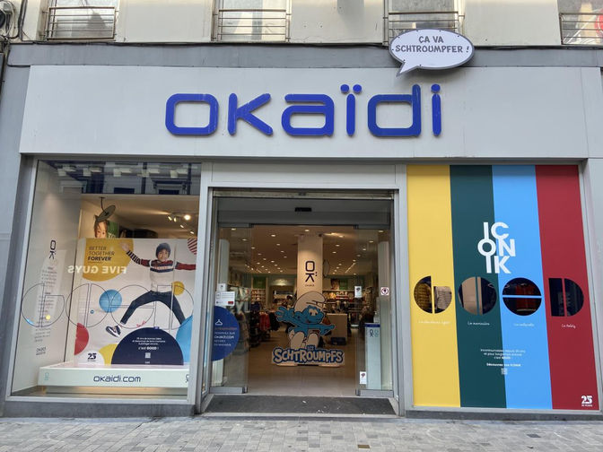 vitrine Okaïdi, conception flagship, scénographie, stylisme