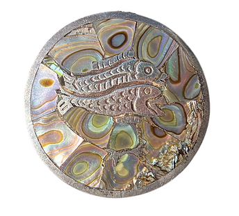 Silver abalone inlay pendent. Taxco, Mexico