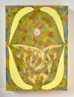 Worman_Kelly_ Dream Girl, 2023, watercolor, acrylic, oil stick, watercolor crayon on trans