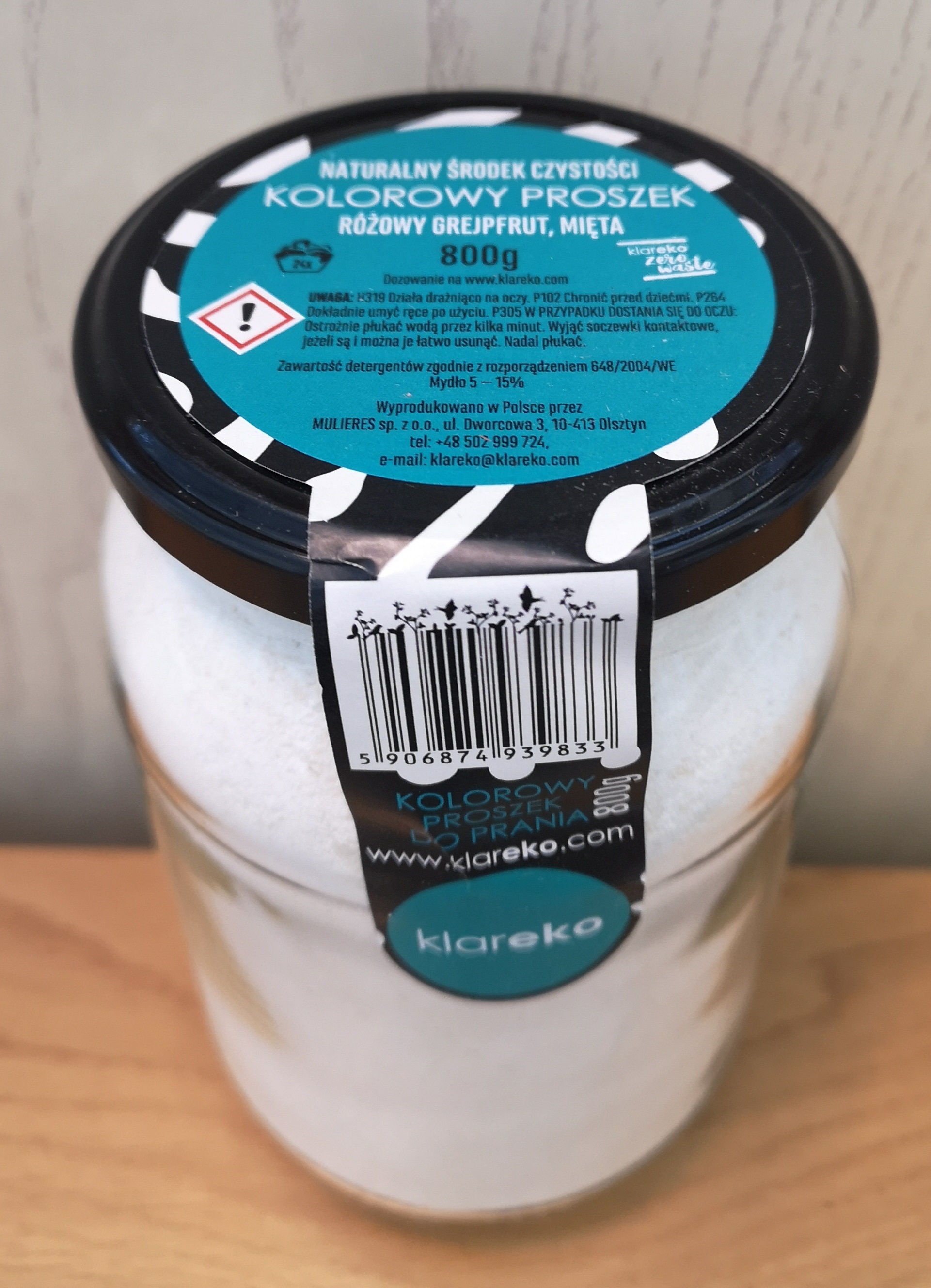 Kolorowy Proszek- Różowy Grejpfrut,Mięta 800g Klareko