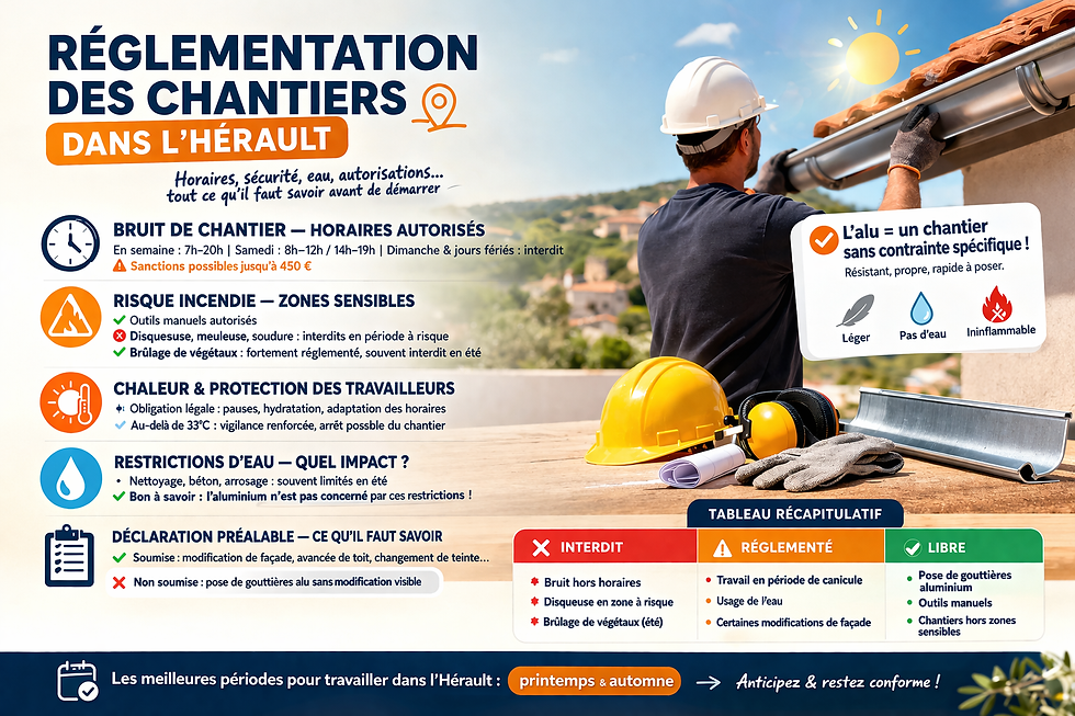 Travaux extérieurs en été dans l'Hérault :ce que la loi vous interdit vraiment