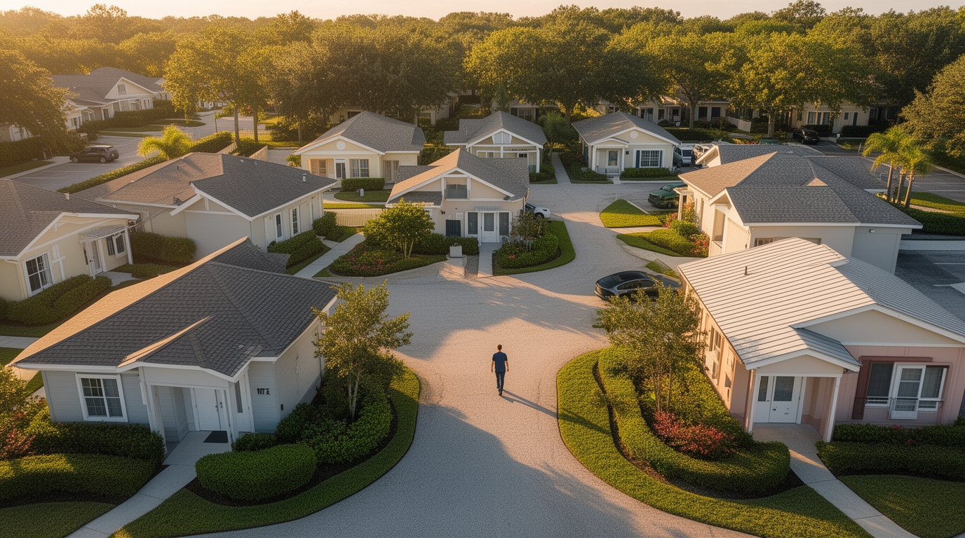 Florida property manager surveying several distinct rental properties held within one investment portfolio
