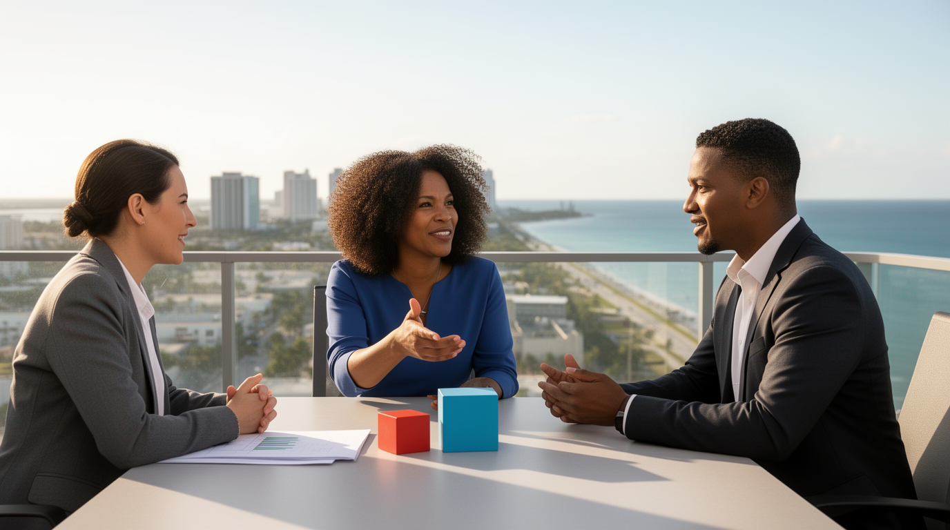 Florida business owners and an accountant reviewing company cash flow before authorizing a member distribution