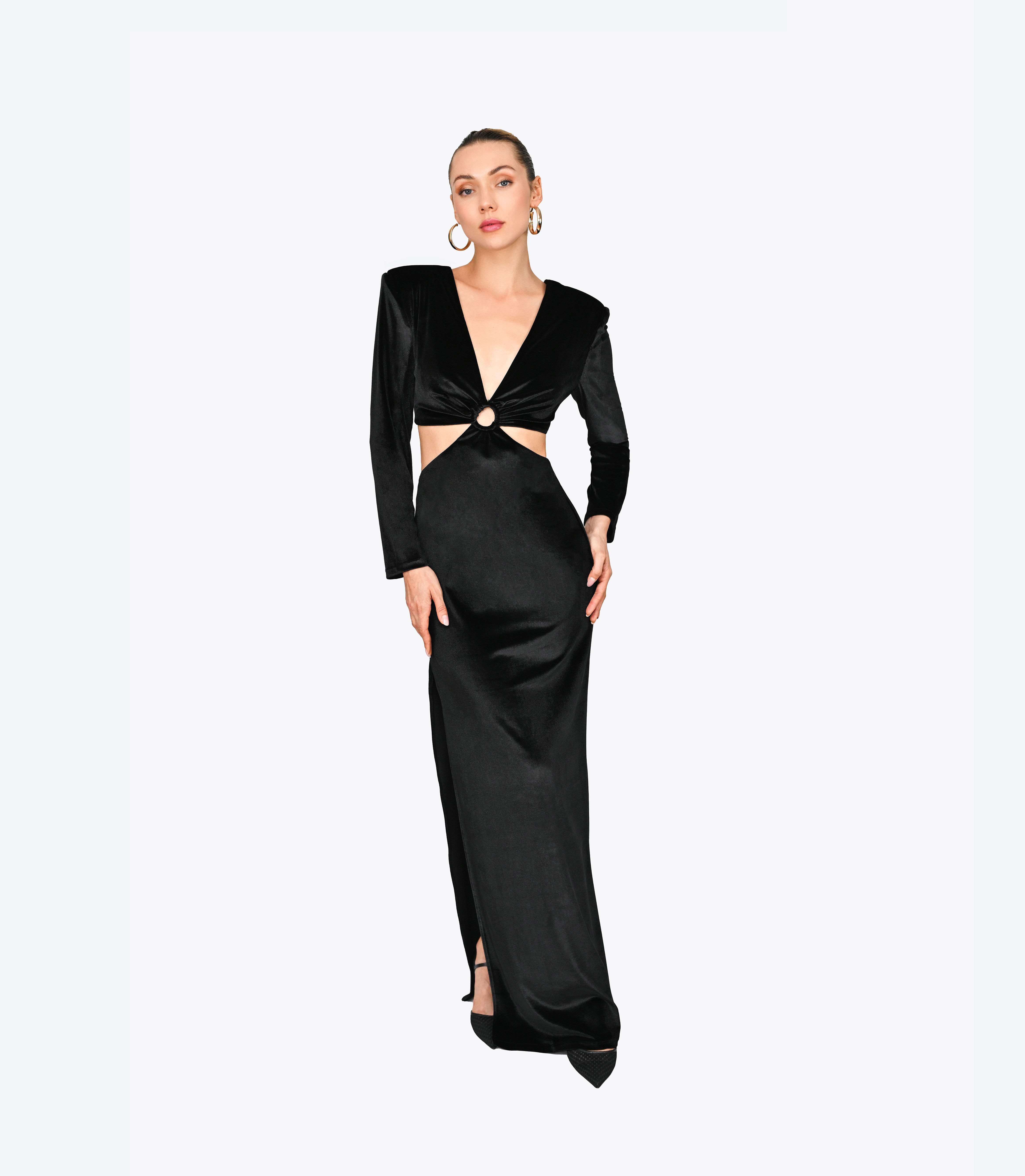 Nisse Cut-Out Velvet Maxi Dress
