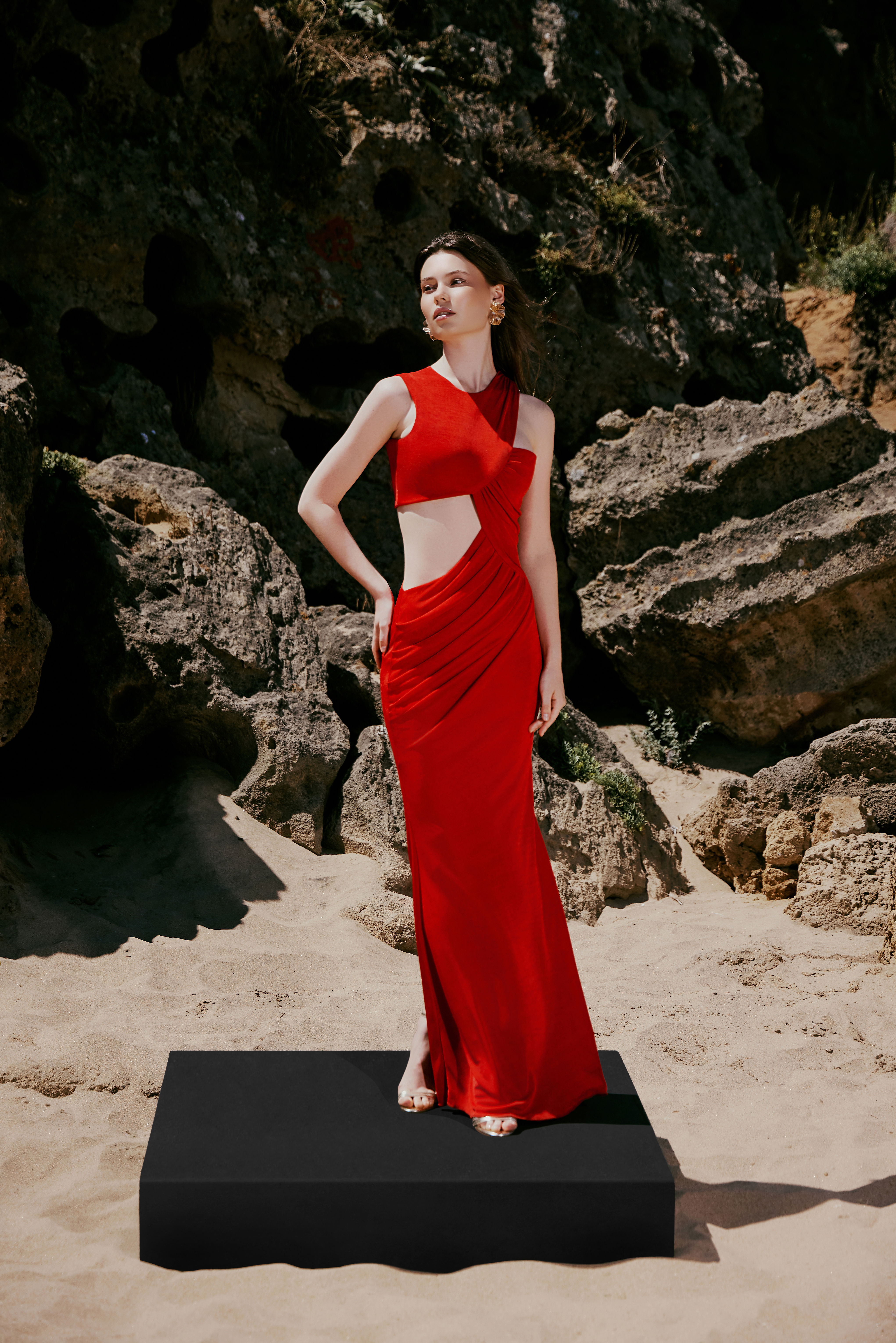 Sól Ruched & Pleated Maxi Dress