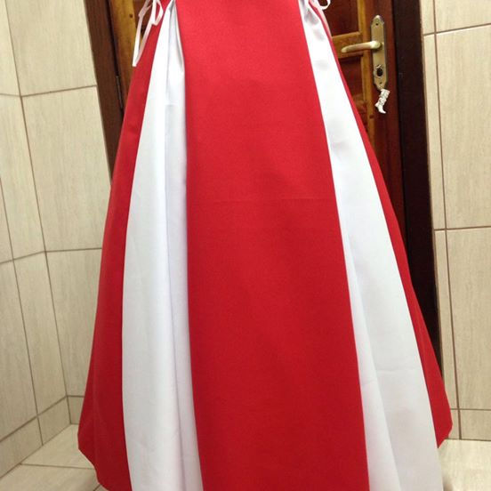 Miniatura: Saia vermelha com branco