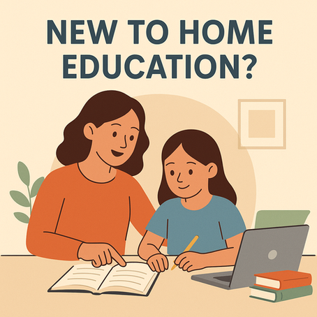 A mother and daughter in a story book illustration style sat at a table together learning.