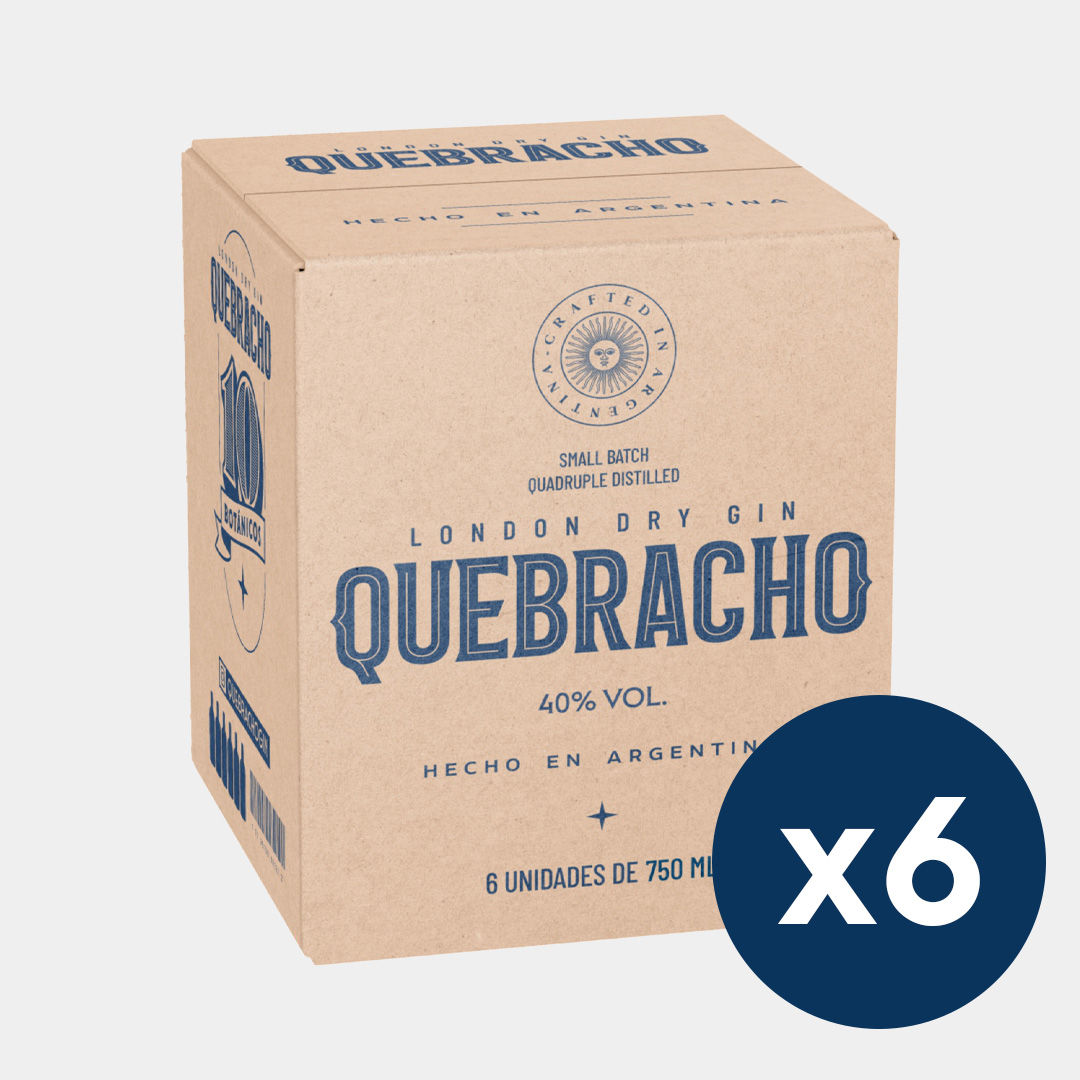 Quebracho London Dry Gin 750 ml. (Argentina) 6 por caja
