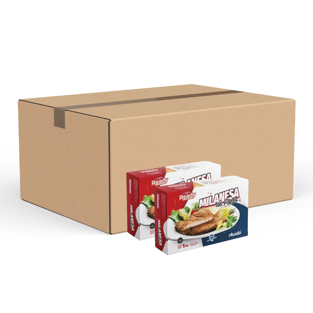 Milanesas de pechuga de pollo 10 cajas de 1kg Asado