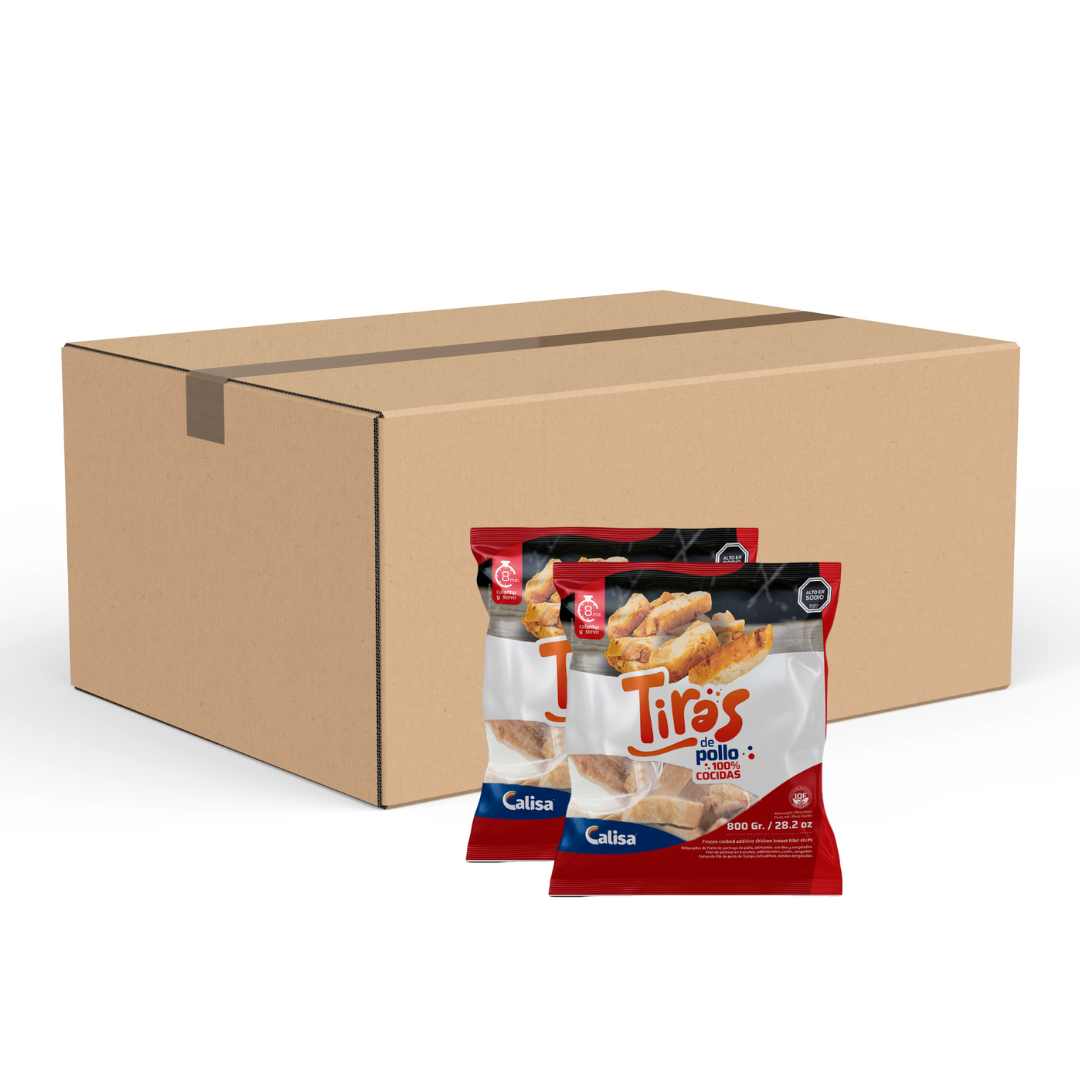 Pechuga de pollo en rebanadas Caja 12 bolsas de 800g Calisa