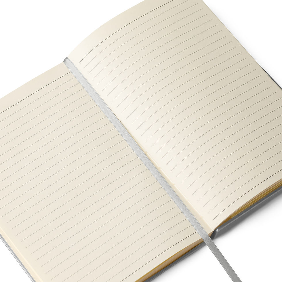 the notebook open wit the ribbon marker on it the pages are lined 