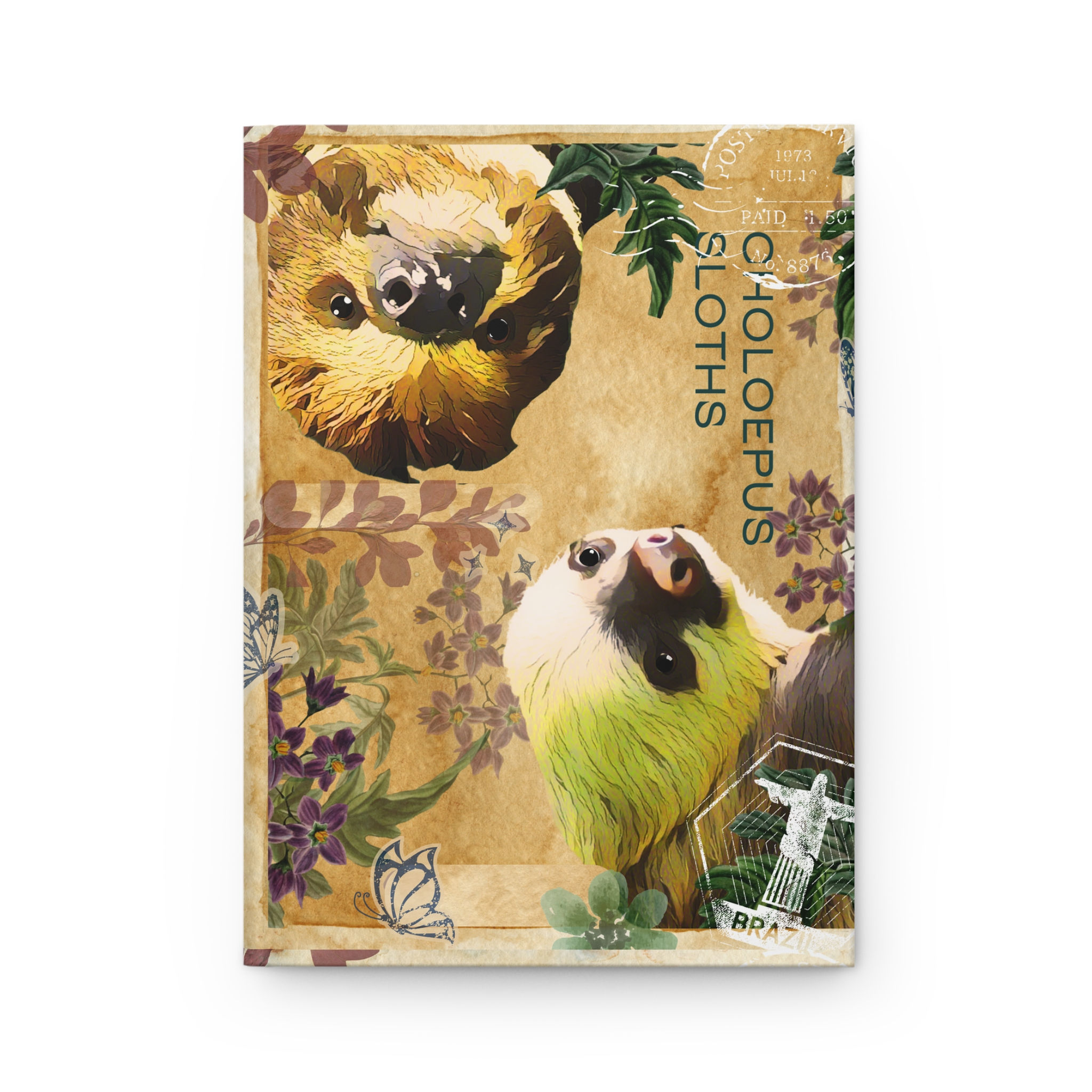 Hardcover Vintage Botanical Sloths Journal