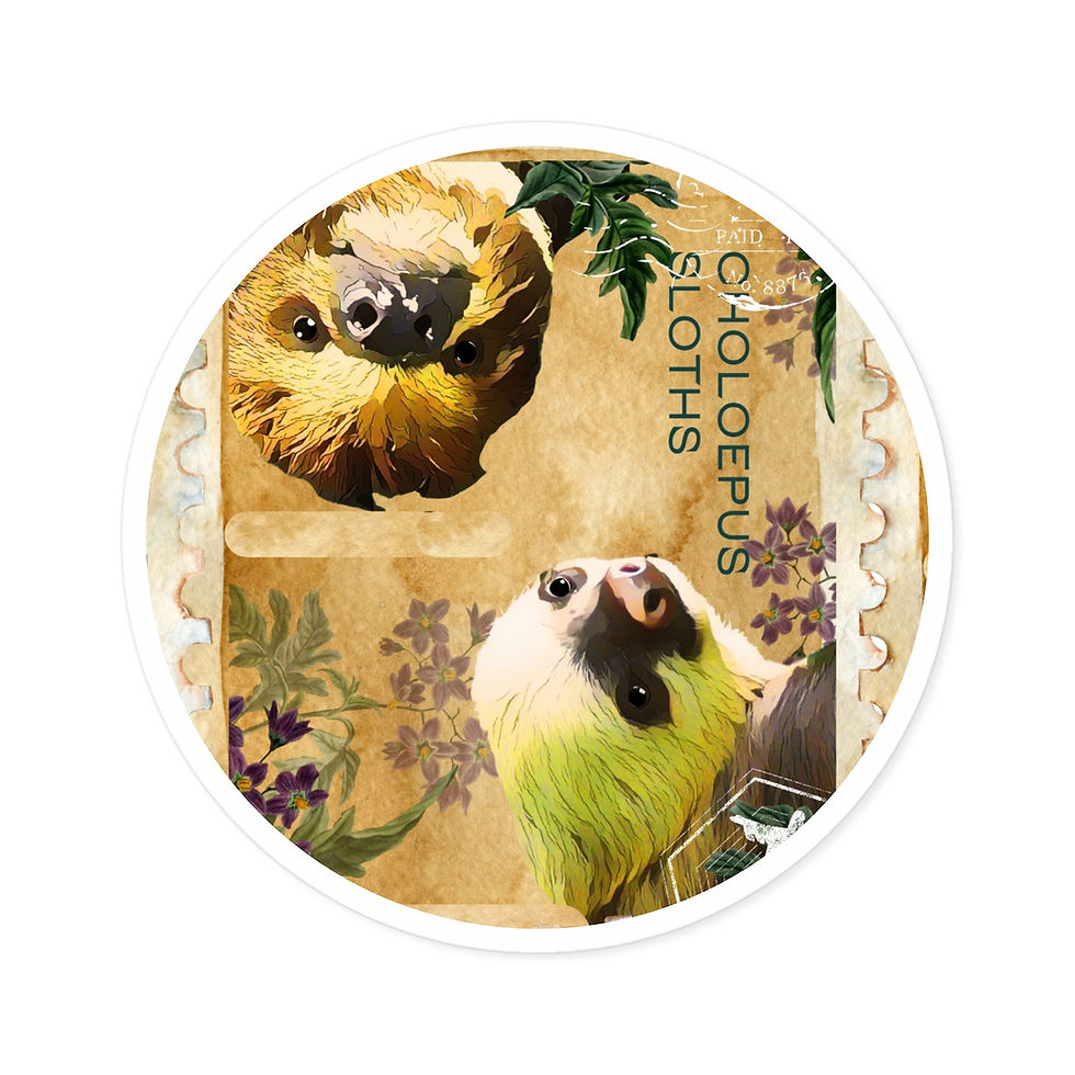 Thumbnail: Roung Vintage Sloths Stickers Indoor/Outdoor Waterproof Decals
