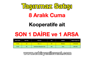 Kooperatife ait SON 1 DAİRE ve 1 ARSA'nın Satışı