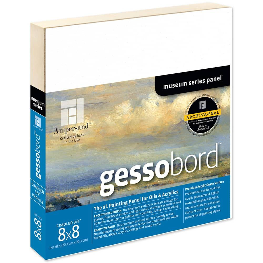 Gessobord, 3/4" cradled • 8 x 8