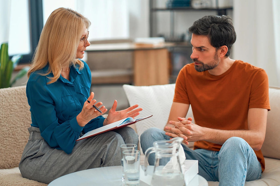 Counsellor speaking with a client about anxiety