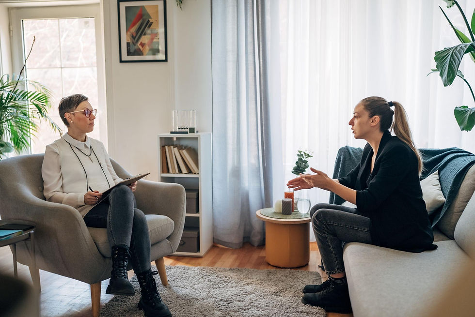 Therapist speaking with a client during an anxiety counselling session