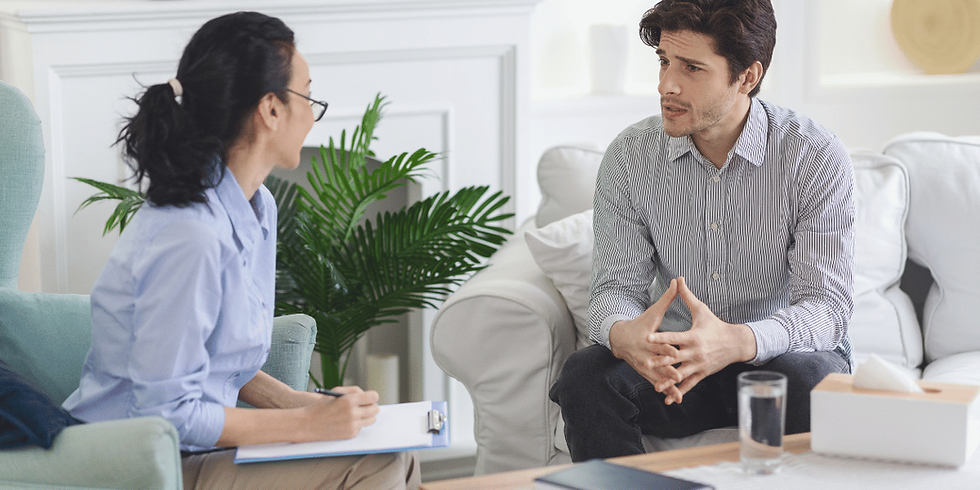 Therapist supporting a client during an anxiety therapy session focused on long-term emotional wellbeing.