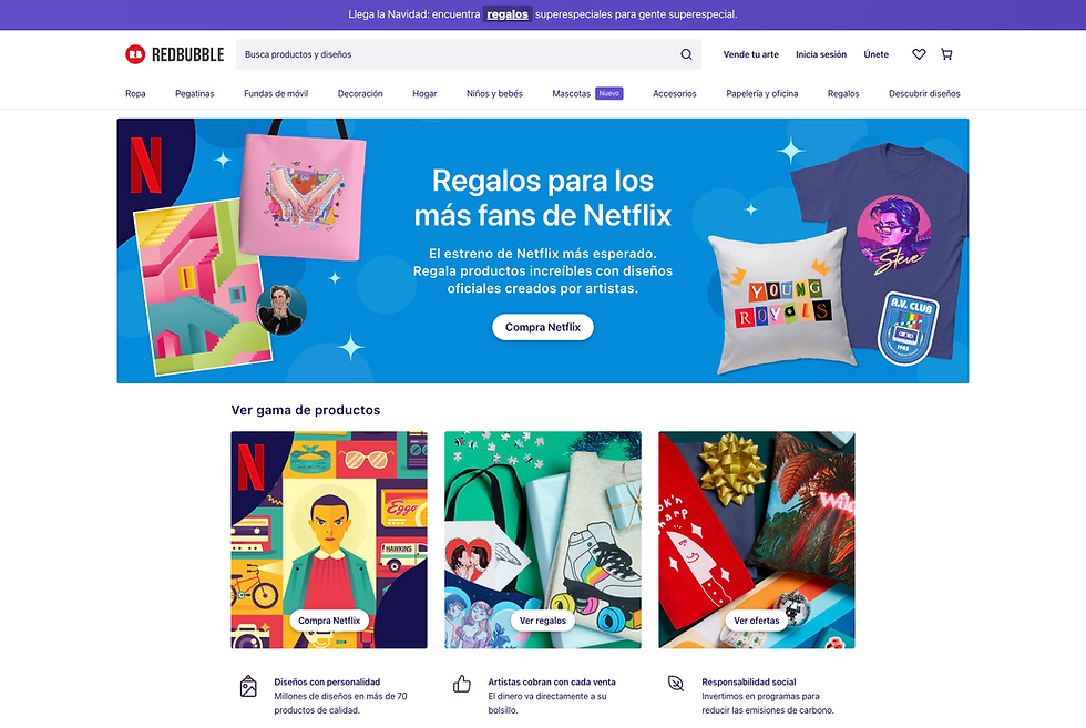 Redbubble plataforma impresion bajo demanda POD
