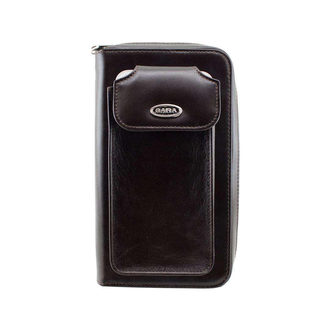 Fermuarlı Deri Portföy Cüzdan - Kahve