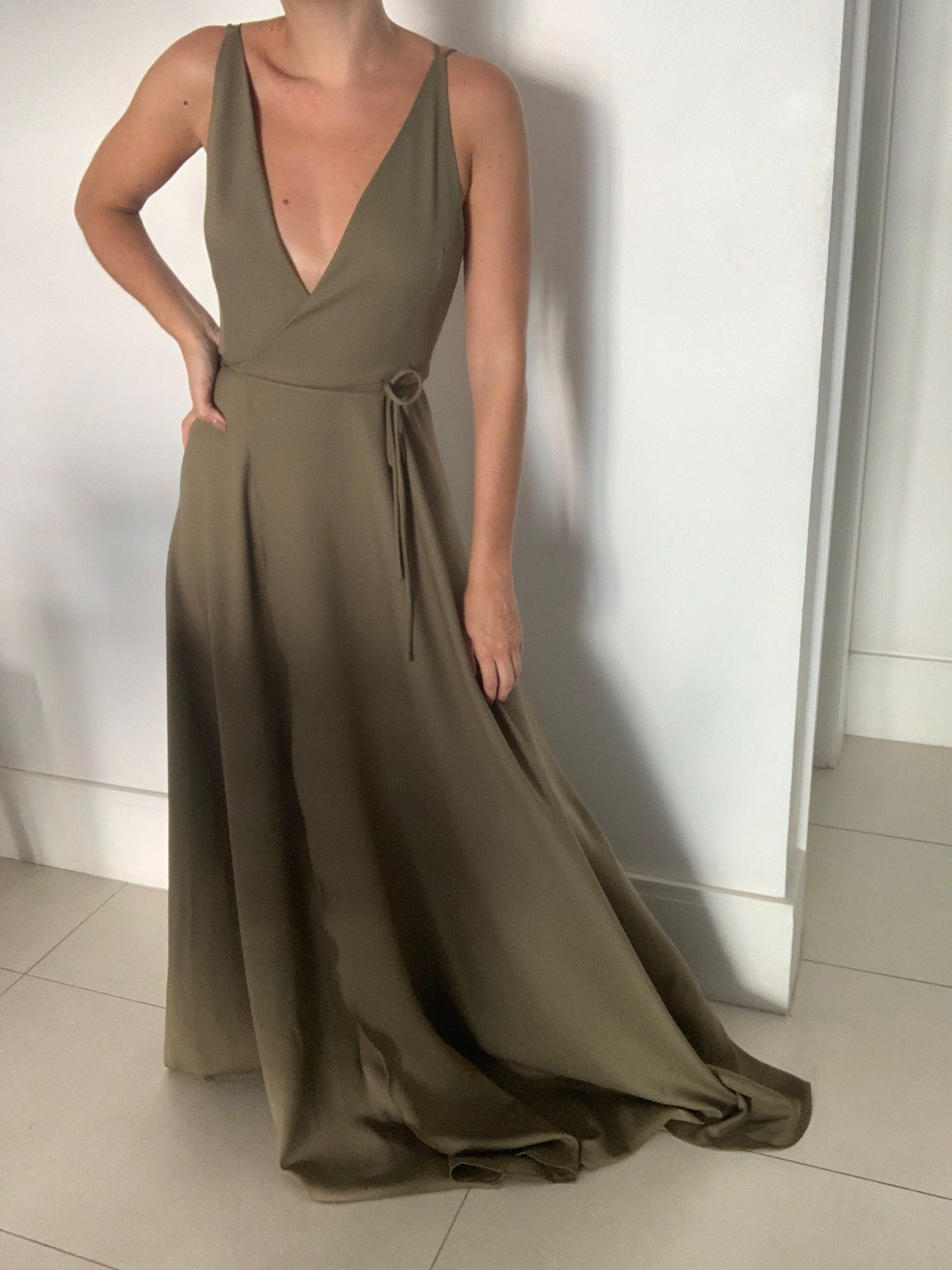 vestido longo transpasse