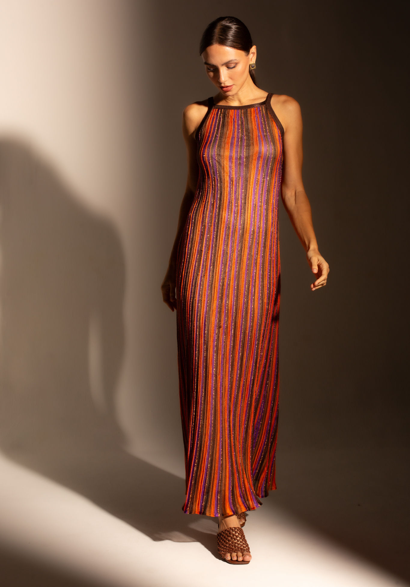 vestido tricot listras