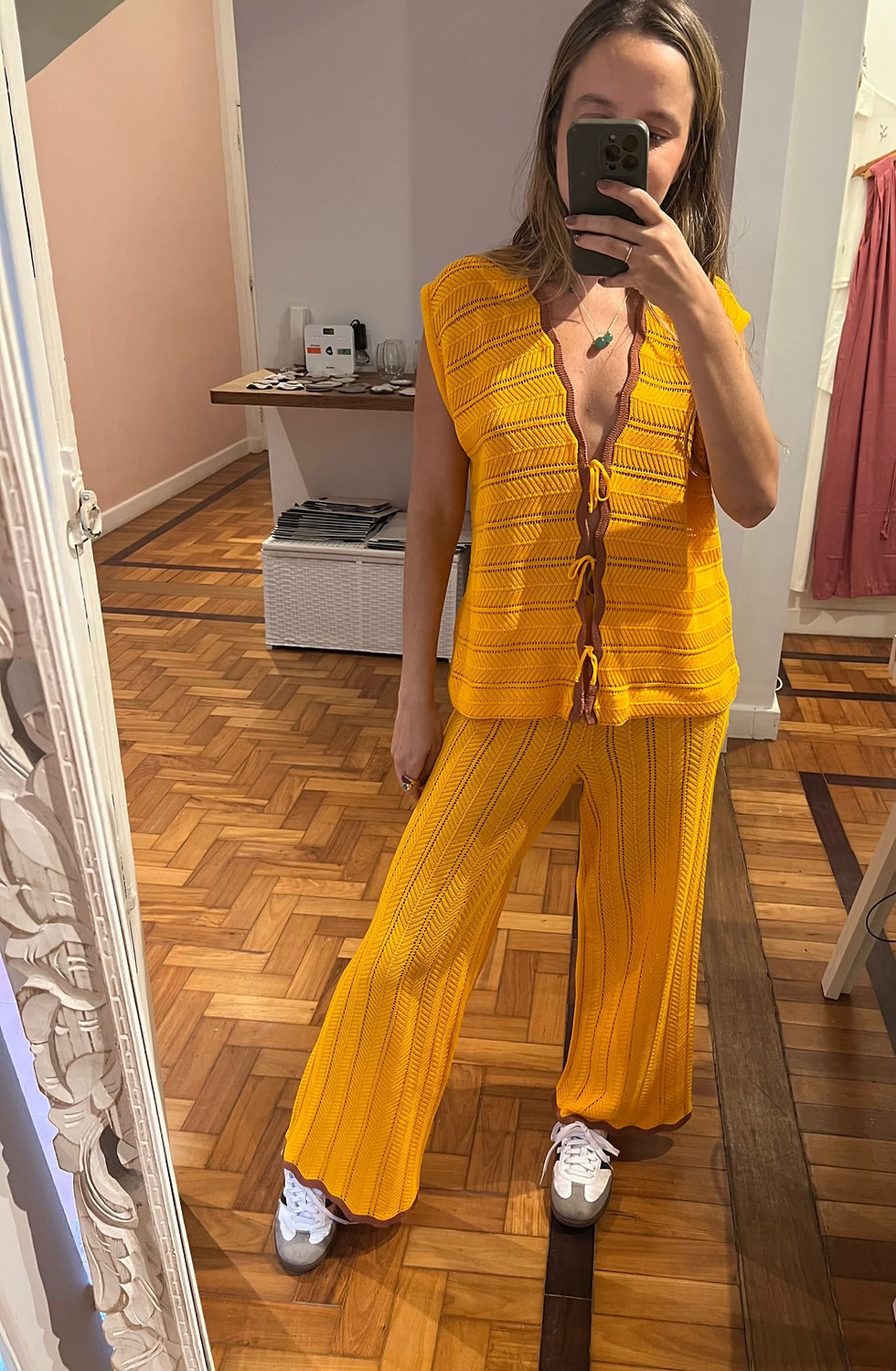 Miniatura: calça tricot barra