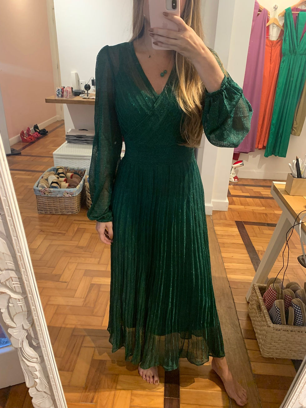 Miniatura: vestido tricot lurex manga longa
