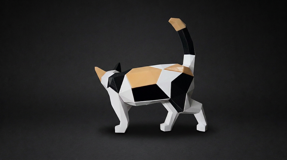 Left-side view of the geometric walking cat magnetic puzzle in the Classic signature color combination.